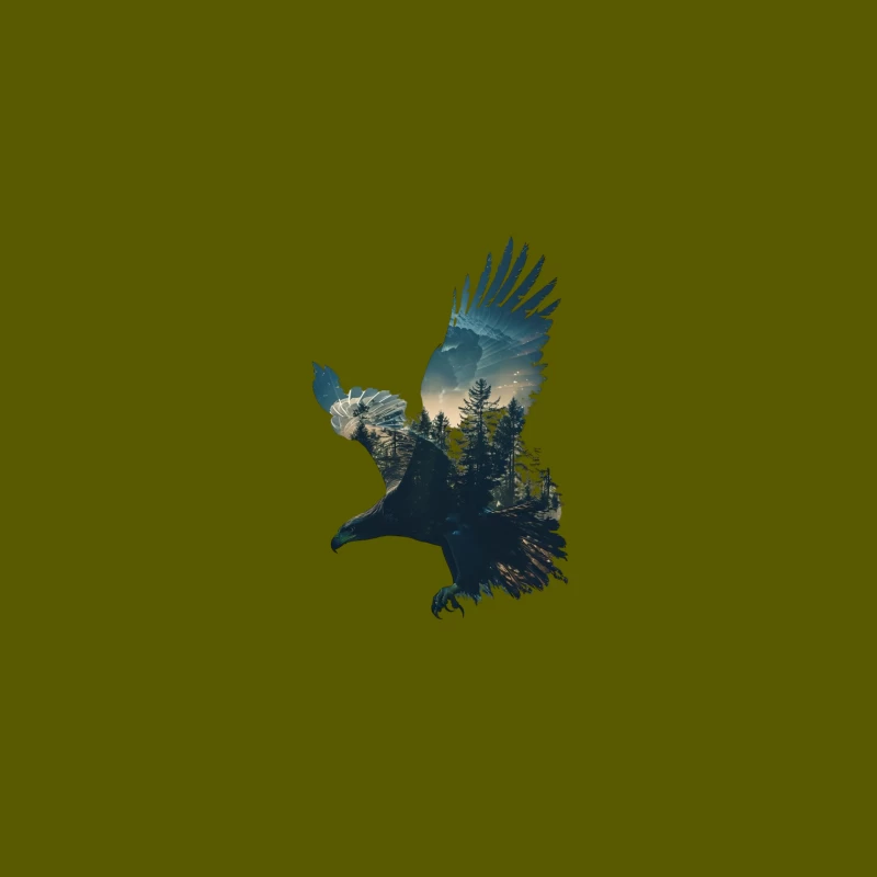 Majestic Eagle with Forest Silhouette Desk Mat