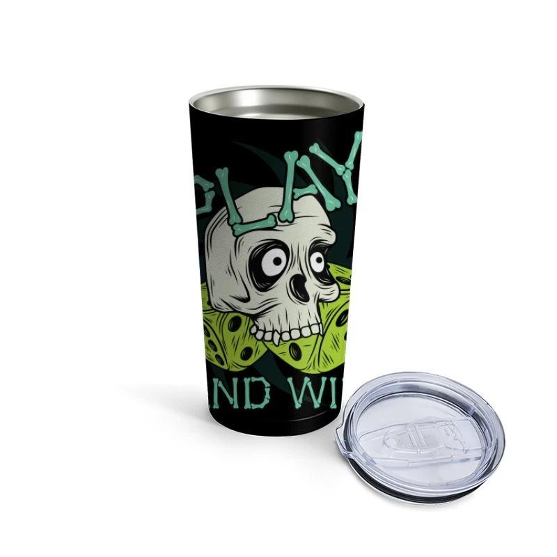 Spooky Gaming Skull with Dice Travel Mug