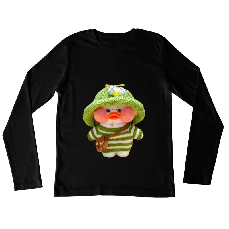 Kuscheliges Entenstofftier mit grüner Kleidung und Accessoires Damen Langarm T-Shirt