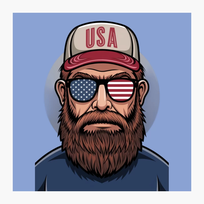 Patriotic American Illustration with Flag Sunglasses and USA Cap Pin