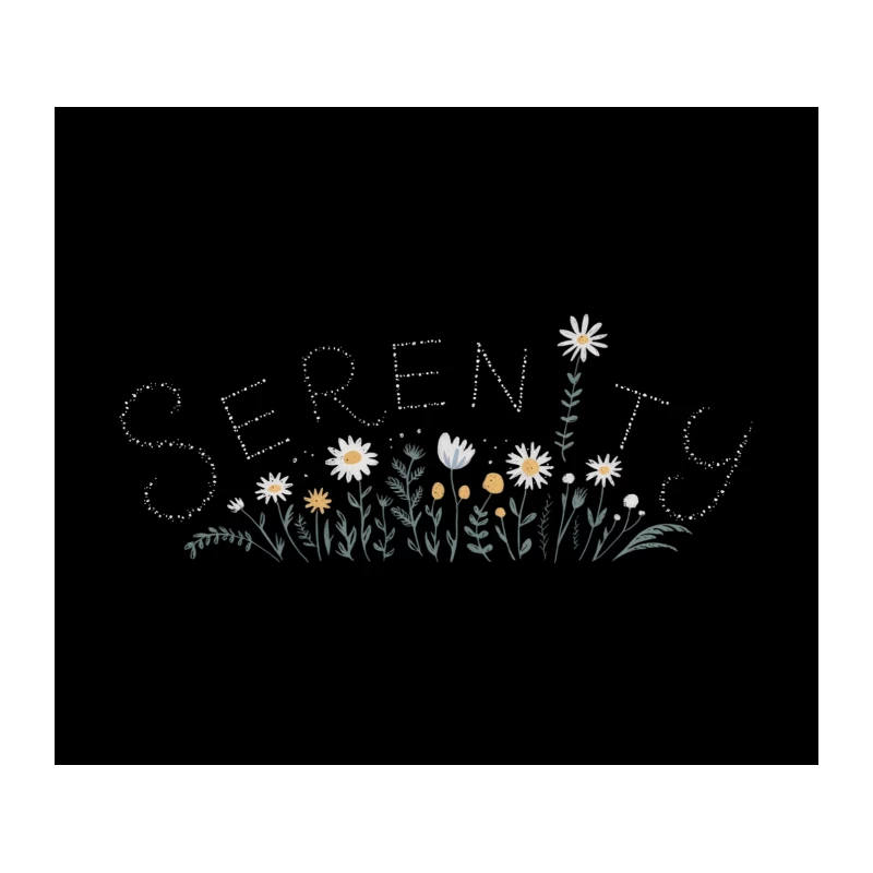 Serene Floral Typography with Daisies Tapestry