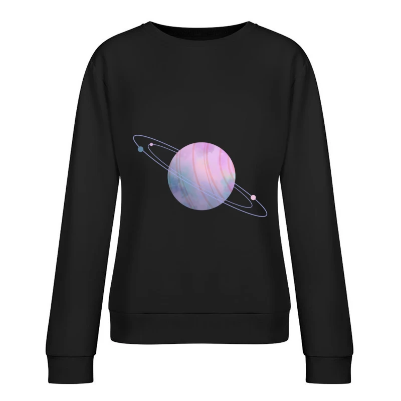Pastellfarbener Planet mit Ringen Damen Pullover Sweatshirt