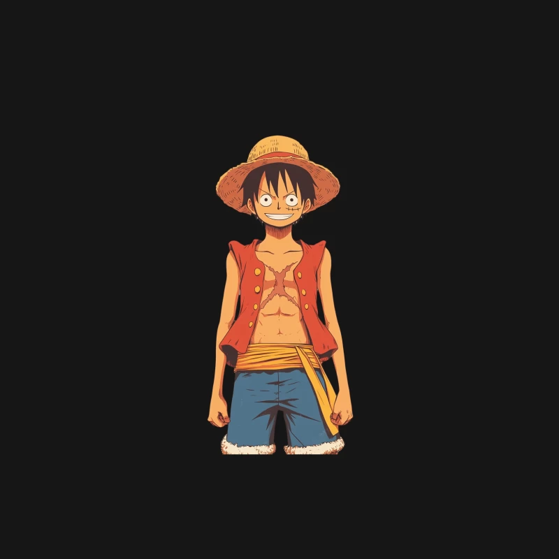 Smiling Anime Pirate Character with Straw Hat Female Long Sleeve T-Shirt