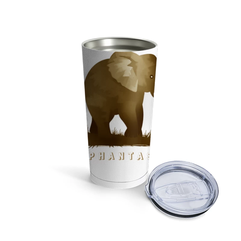 Elephantastic - Vintage Elephant Silhouette Illustration with Typography Travel Mug