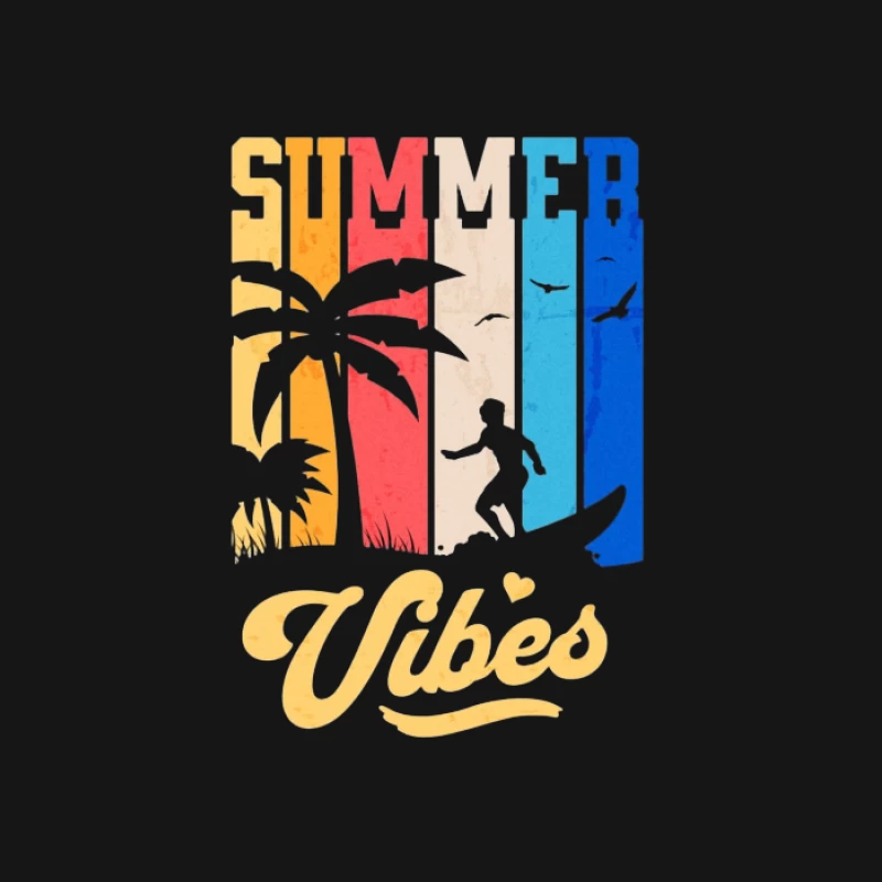Sommer Vibes mit Palmen und Surfer Herren Langarm T-Shirt