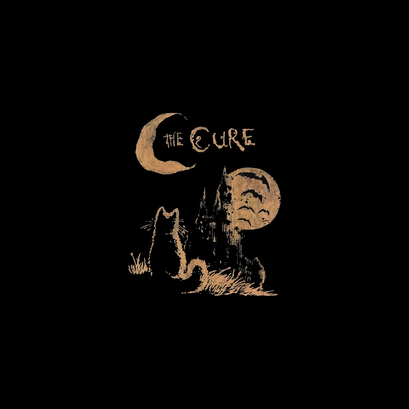 The Cure Gothic Band Logo with Moonlit Ghost Desk Mat