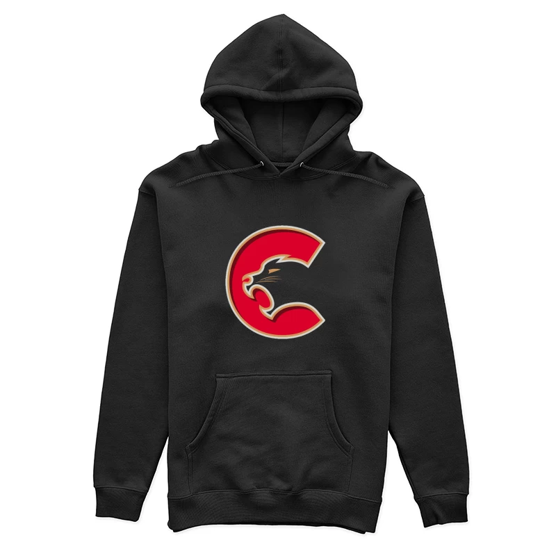 Red Cougar Letter C Sports Logo Design Female Pullover Hoodie