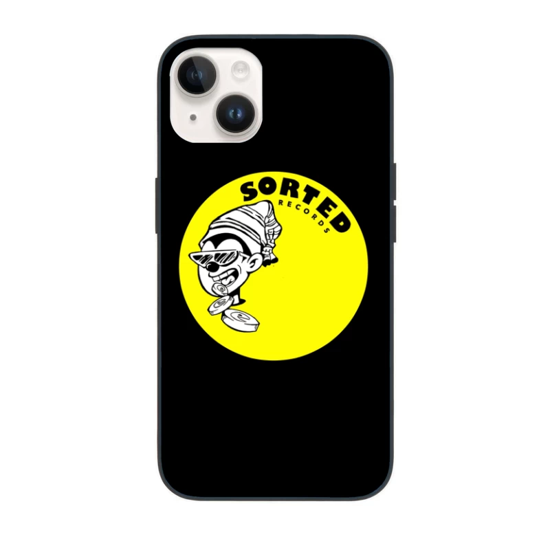 Sorted Records Label Logo with Cool Cartoon DJ Character iPhone Case