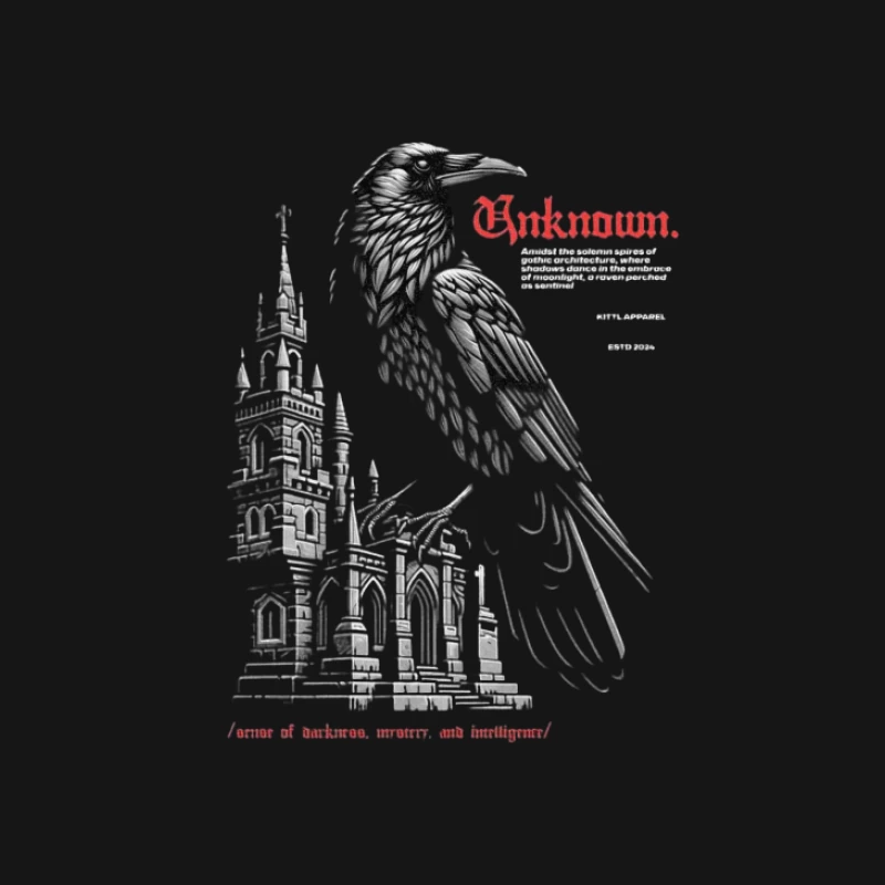 Corbeau et architecture gothique Homme Manches Longues T-Shirt