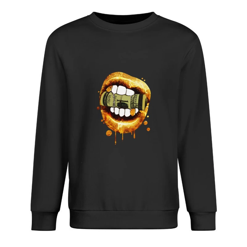 Goldene Lippen greifen nach Geld Herren Pullover Sweatshirt