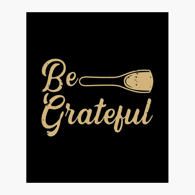 Be Grateful: Motivational Gold Typography with Spoon Cotton Tote Bag