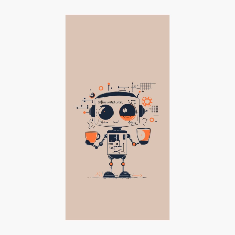 Caffeinated Circuit: Cute Coffee Robot iPhone Case