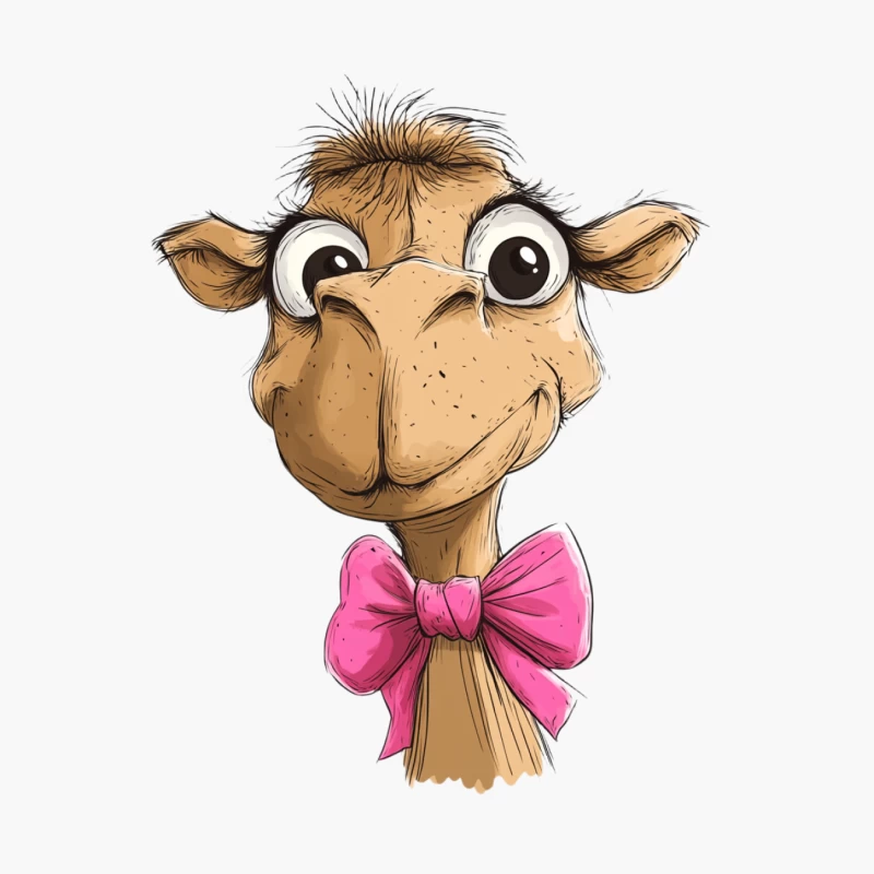 Cute Cartoon Camel with Pink Bow Tie Cotton Tote Bag