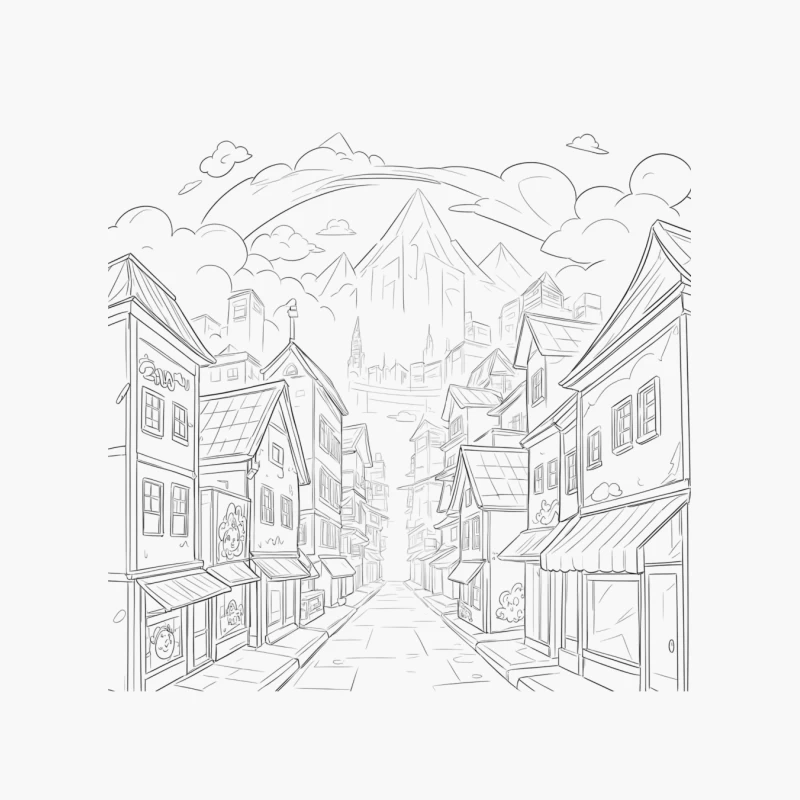 Charming Village with Mountains Cotton Tote Bag