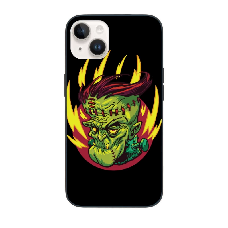 Colorful Cartoon Frankenstein Monster Illustration iPhone Case