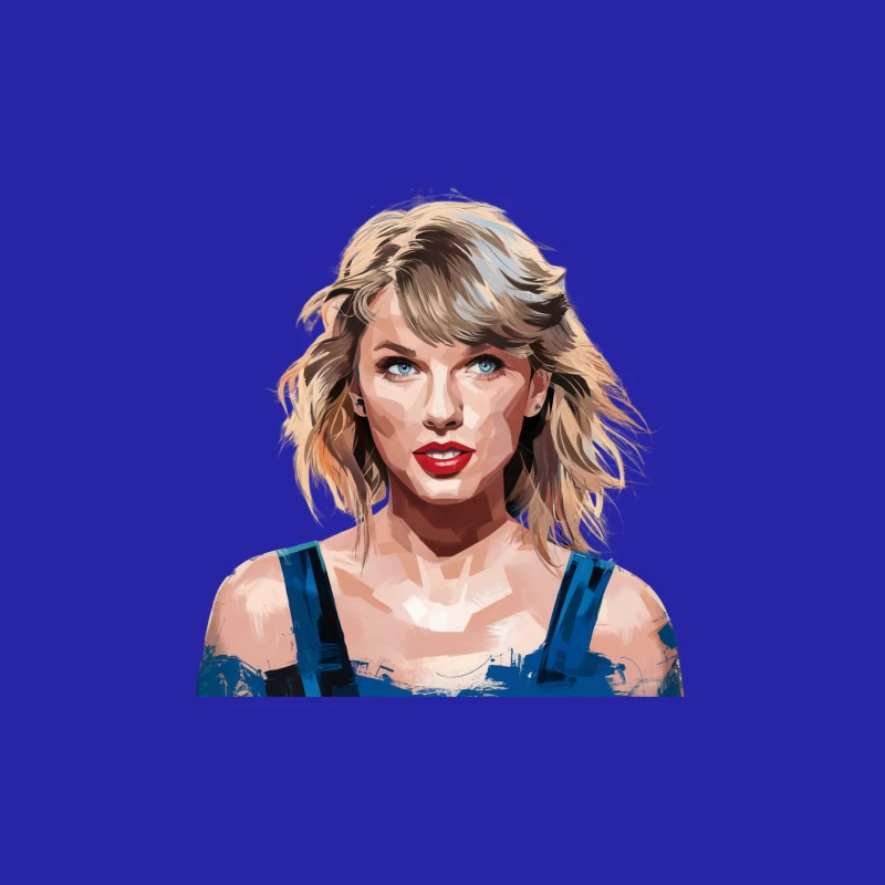 Stylized Portrait of Blonde Woman in Blue Top Male Tank Top