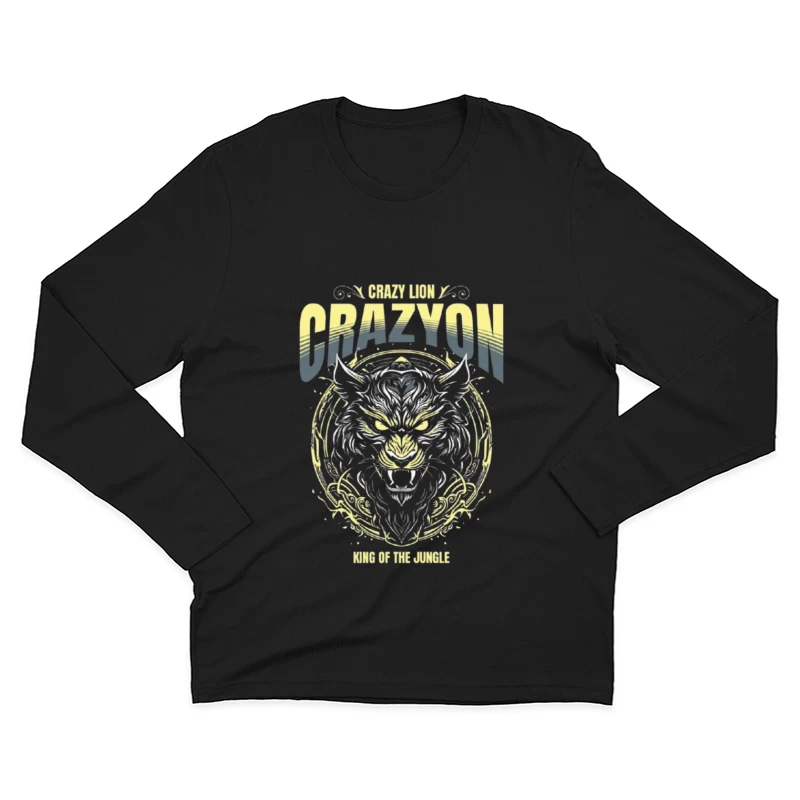 Fierce Tiger Tribal Art with "Crazyon" Typography Design Male Long Sleeve T-Shirt