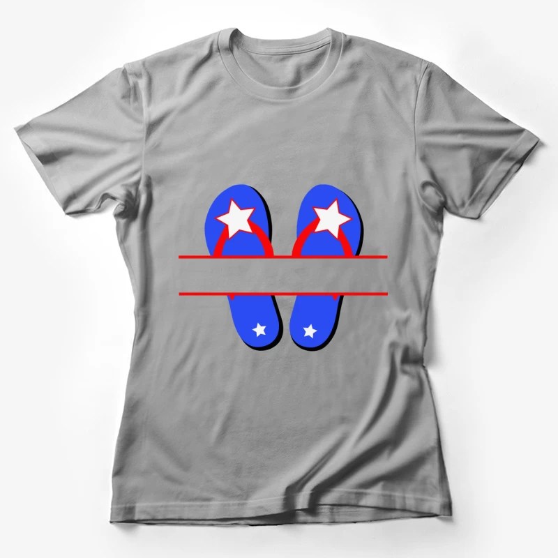 Tongs étoilés bleus et rouges Femme T-Shirt