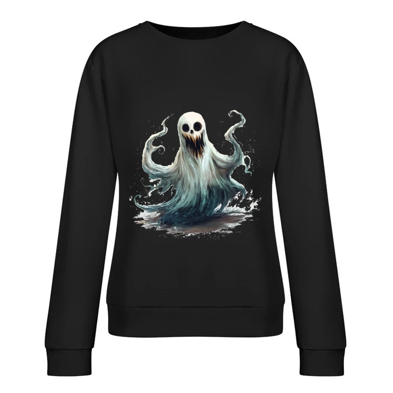 Ethereal Ghost Monster with Haunting Expression Female Pullover Sweatshirt