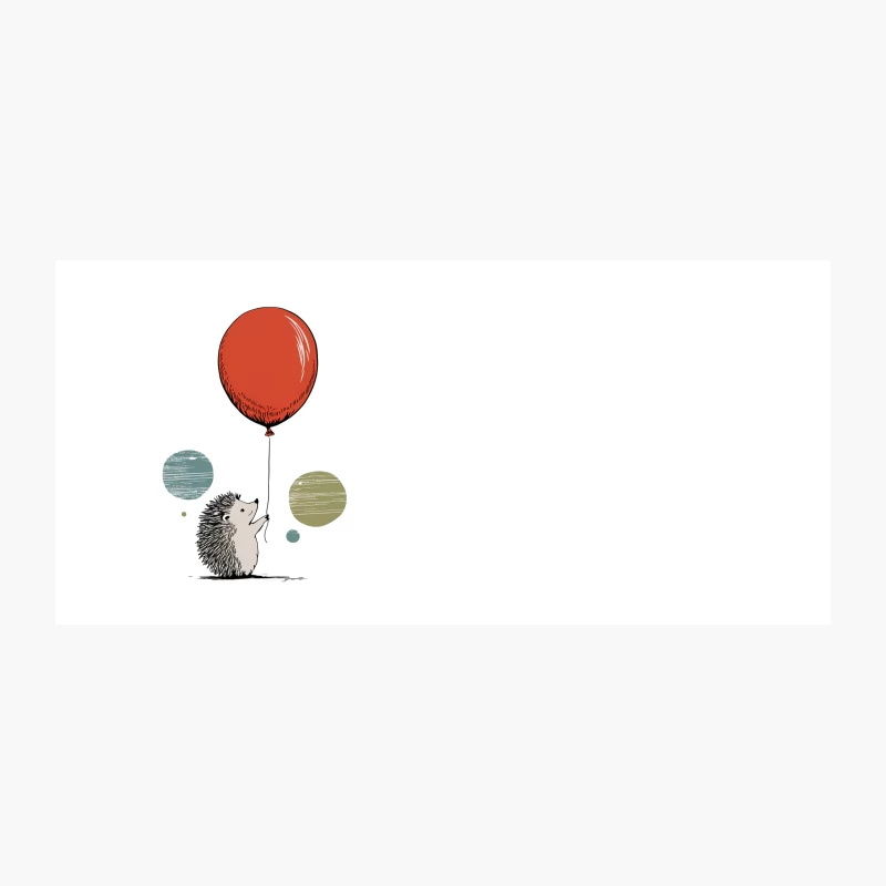 Whimsical Hedgehog with Red Balloon and Geometric Shapes Coffee Mug