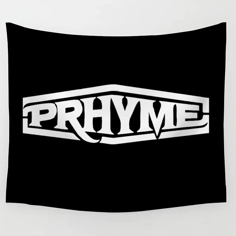 Basic Logo Outline Design with Text "RHYME" Tapestry