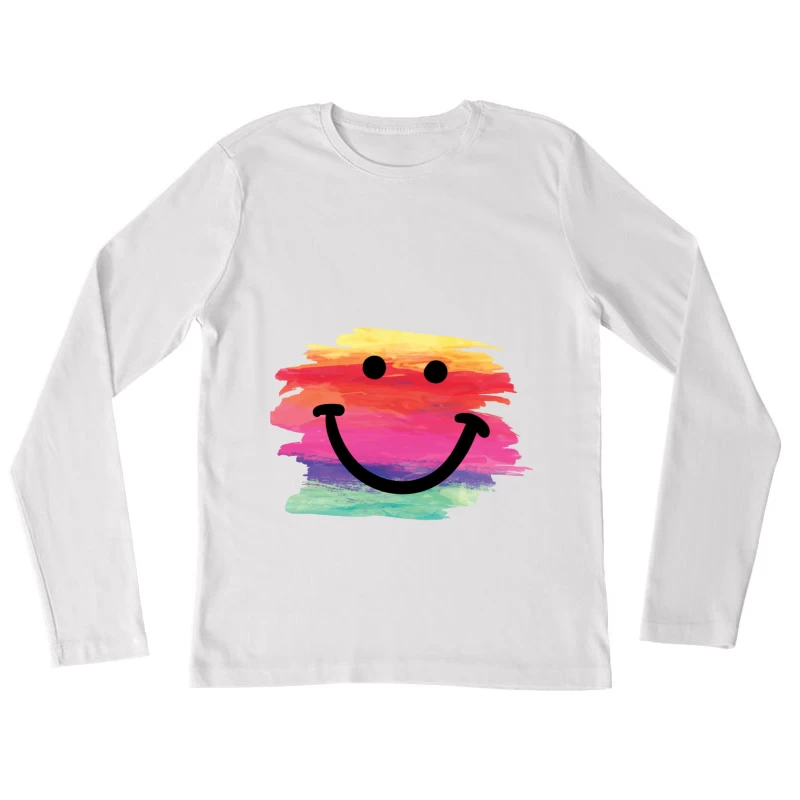 Buntes Aquarell Lächeln Damen Langarm T-Shirt