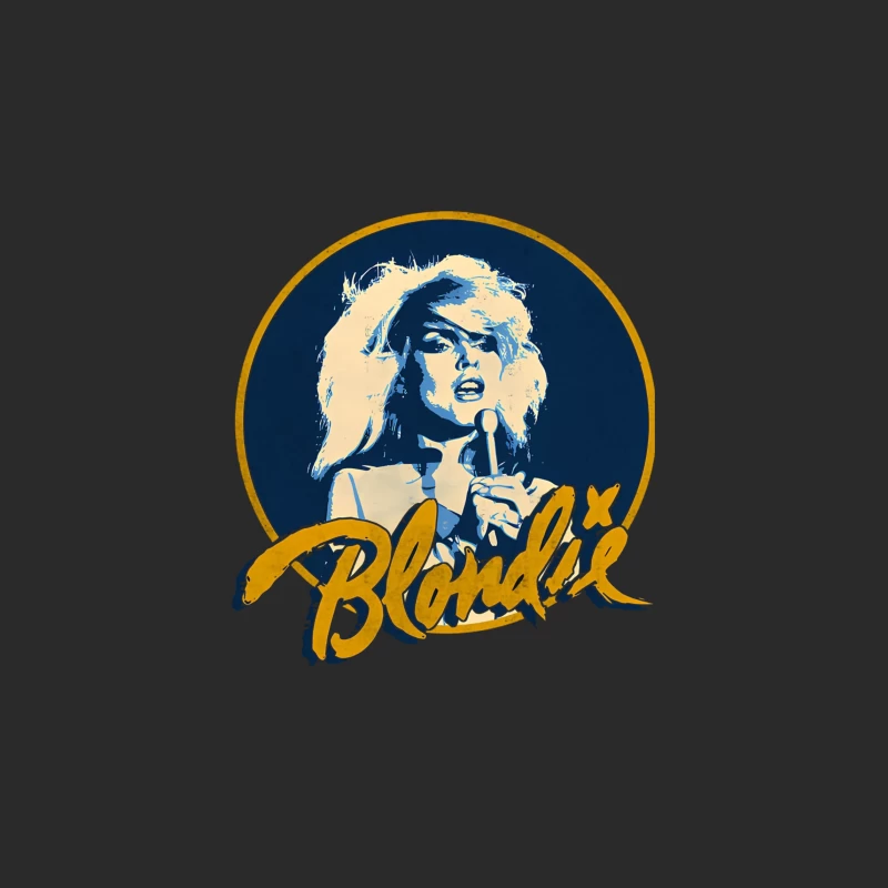 Vintage Blondie Band Logo with Blue and Gold Design Baseball Cap