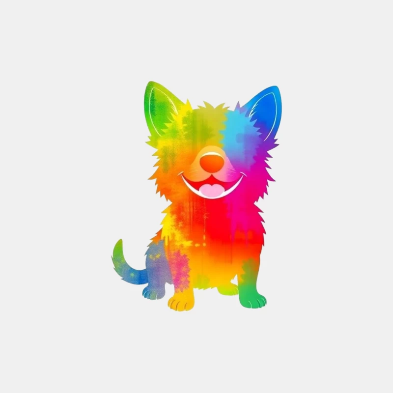Colorful Cartoon Dog Illustration Male Tank Top
