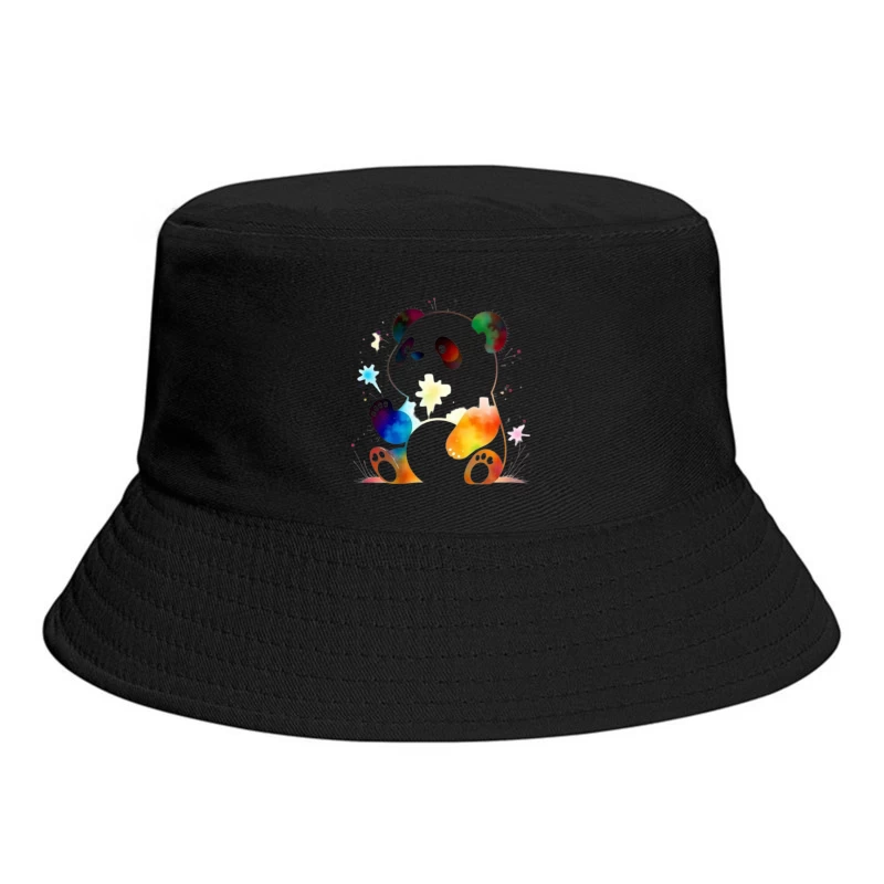 Colorful Watercolor Panda Bear Illustration Bucket Hat