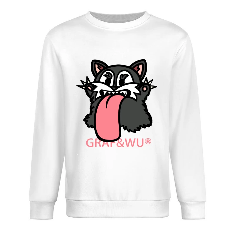 Grafisches Katzenlogo mit Zunge Herren Pullover Sweatshirt