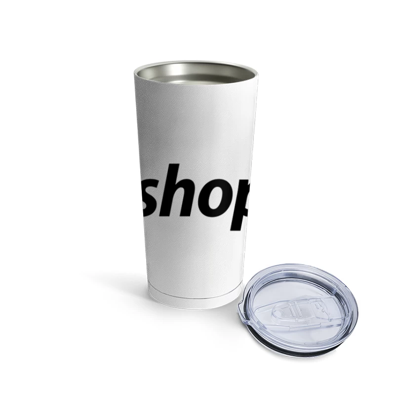 Shopify E-commerce Platform Logo with Green Shopping Bag Icon Travel Mug