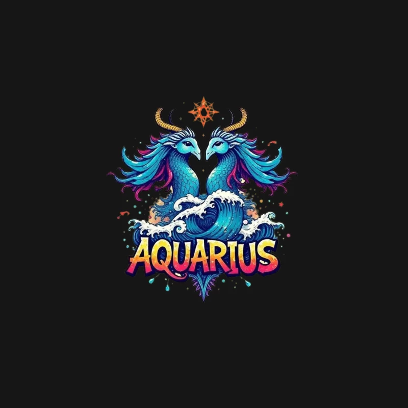 Colorful Aquarius Zodiac Sign with Waves Female Long Sleeve T-Shirt