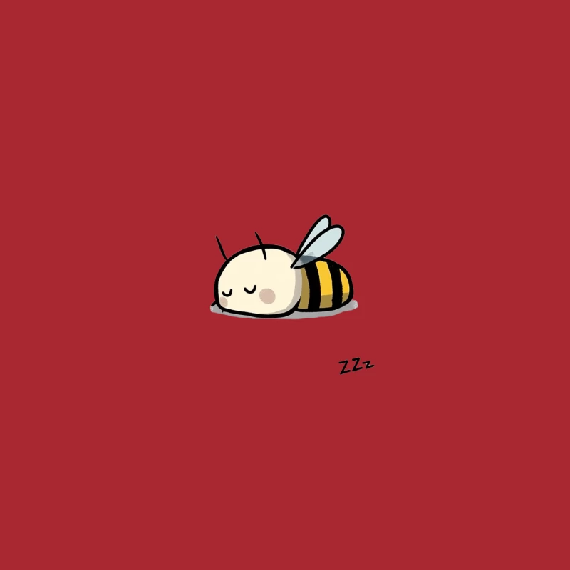 Sleepy Cartoon Bee: Cute Minimalist Illustration Baseball Cap