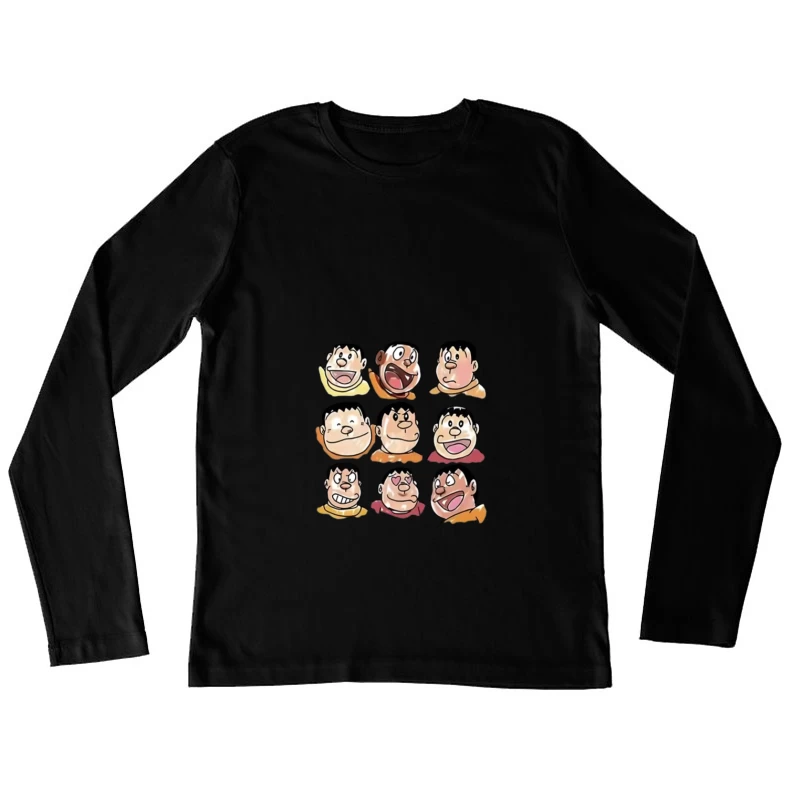 Différentes expressions faciales du personnage de bande dessinée Femme Manches Longues T-Shirt