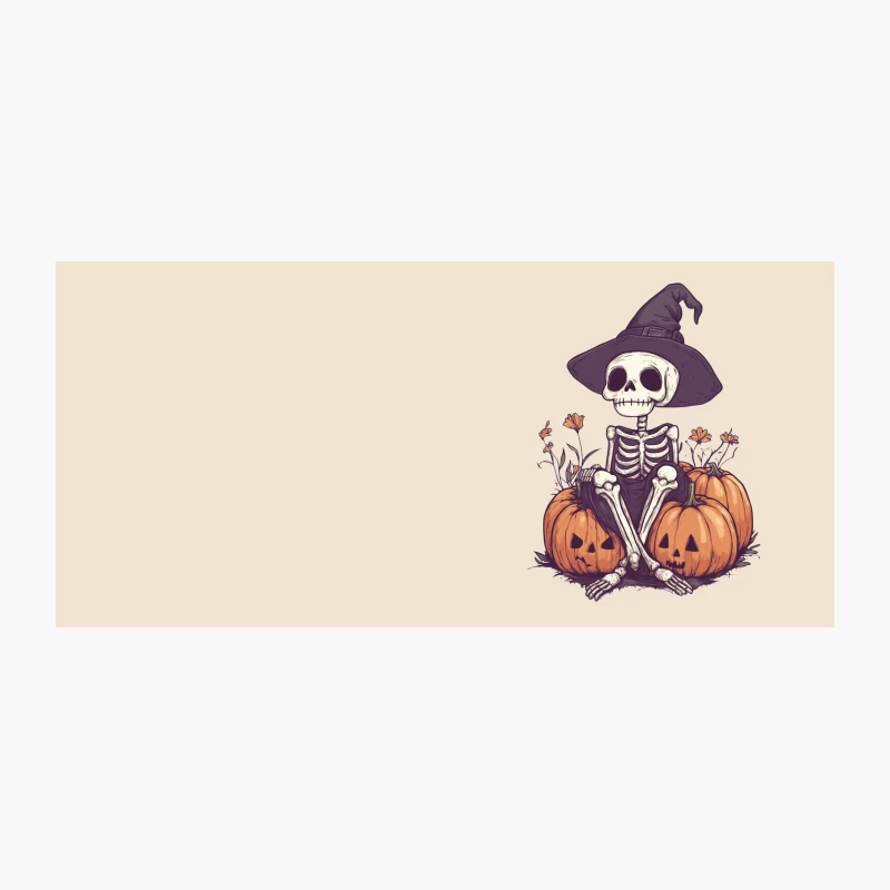 Whimsical Halloween Skeleton with Witch Hat and Pumpkins Coffee Mug