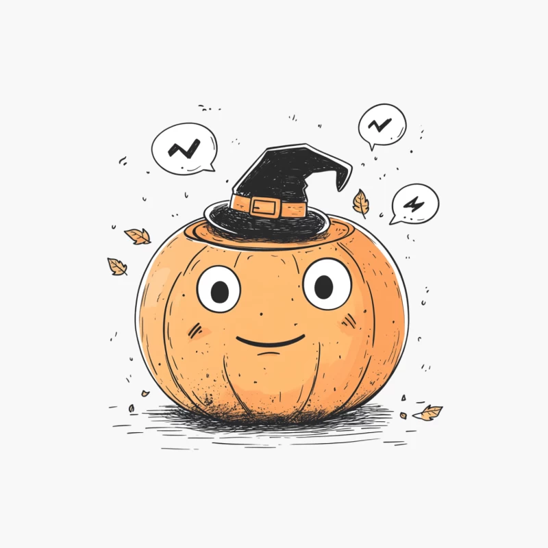 Cute Cartoon Halloween Pumpkin with Witch Hat Messaging Cotton Tote Bag