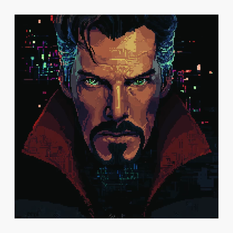 Pixel Art Portrait of Marvel's Mystical Superhero Pin