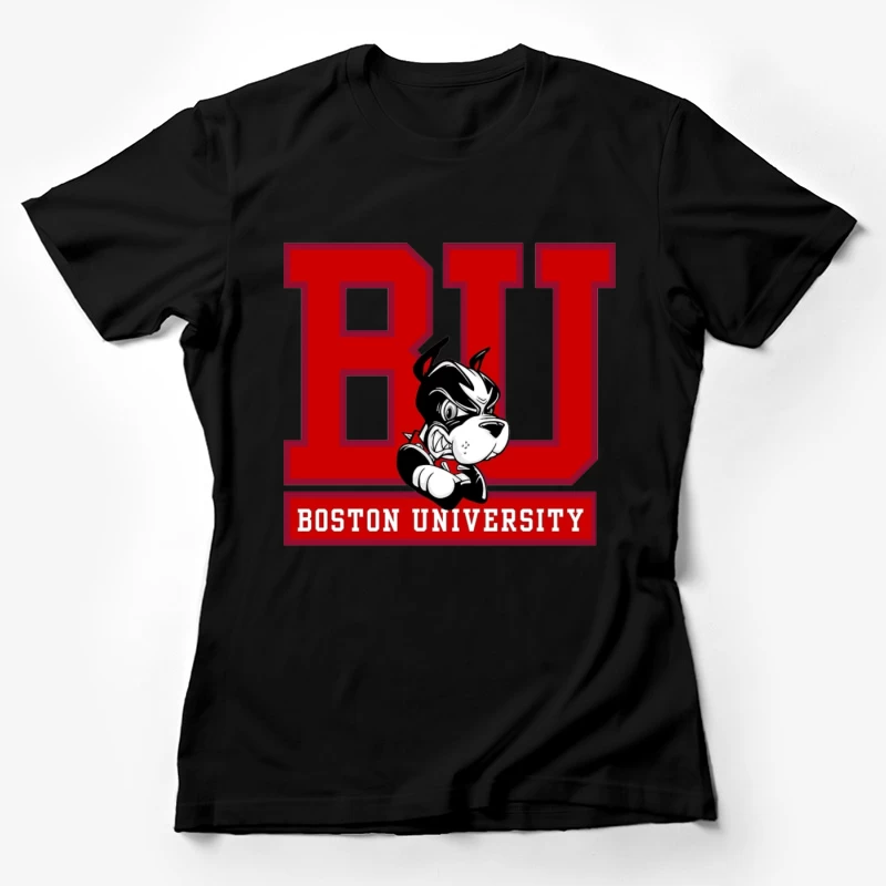 Boston University Logo with Terrier Mascot Female T-Shirt