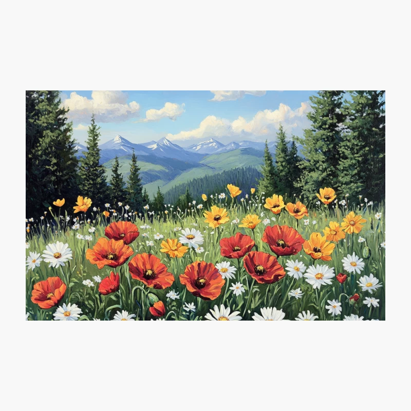 Vibrant Wildflower Meadow with Mountain Vista Travel Mug