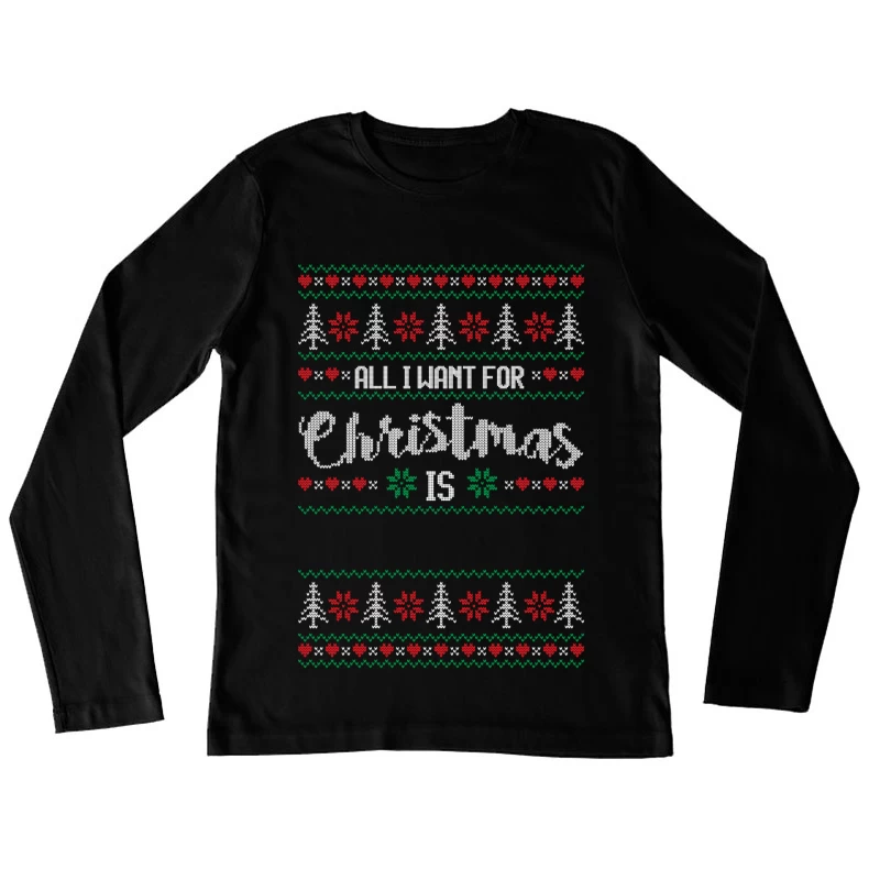 Motif de Noël en tricot Femme Manches Longues T-Shirt