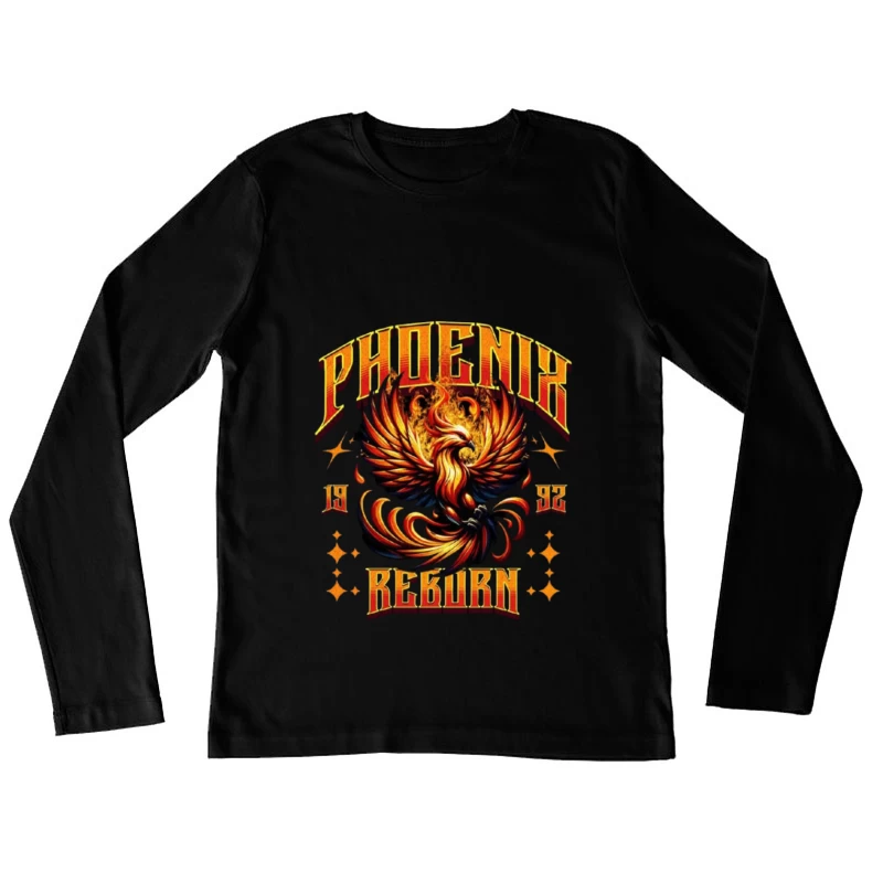 Vintage Phoenix Reborn Fire Bird Mythological Design Female Long Sleeve T-Shirt