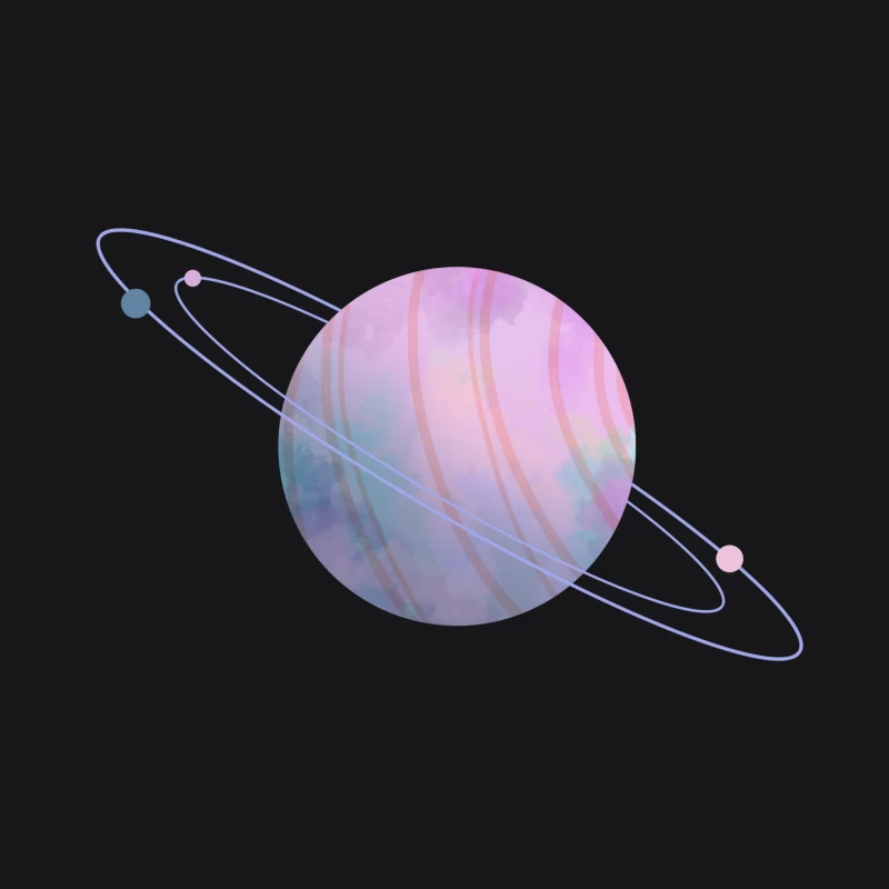 Pastellfarbener Planet mit Ringen Herren Pullover Hoodie