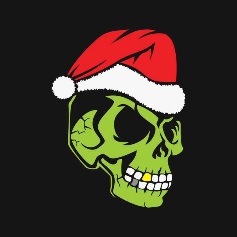 Gold Tooth Green Skull Santa Hat Christmas Mouse Pad