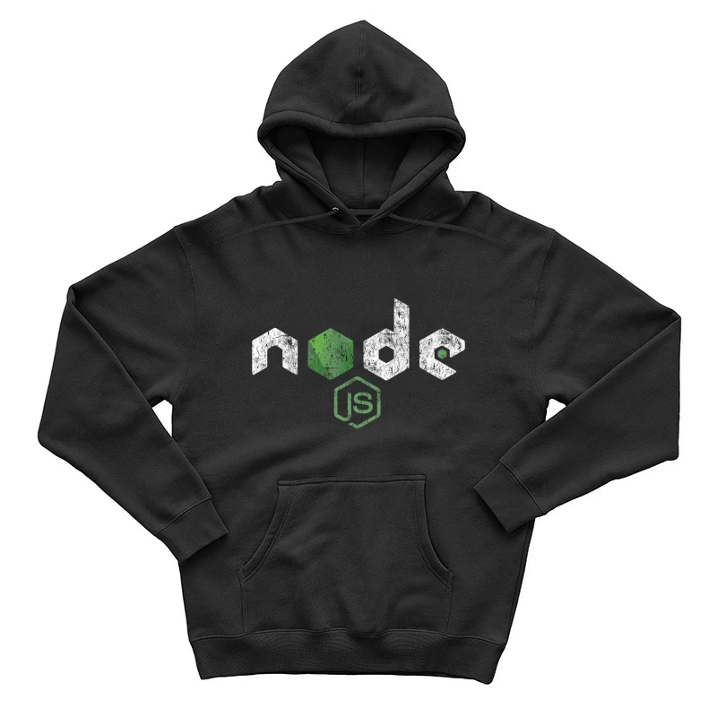 Node.js Programming Technology Logo with Distressed Effect Male Pullover Hoodie