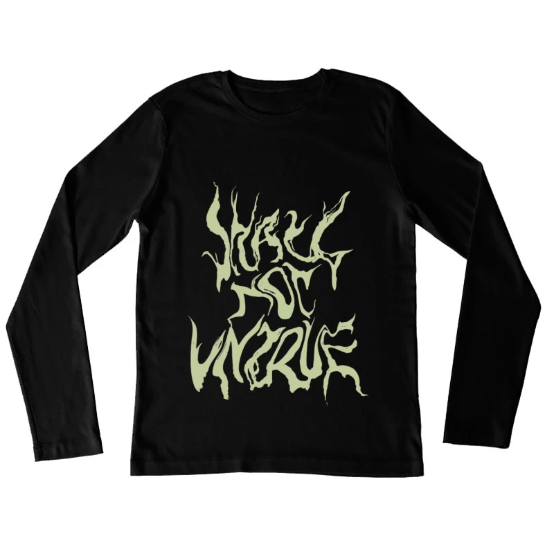 Grün verformte Schrift Damen Langarm T-Shirt