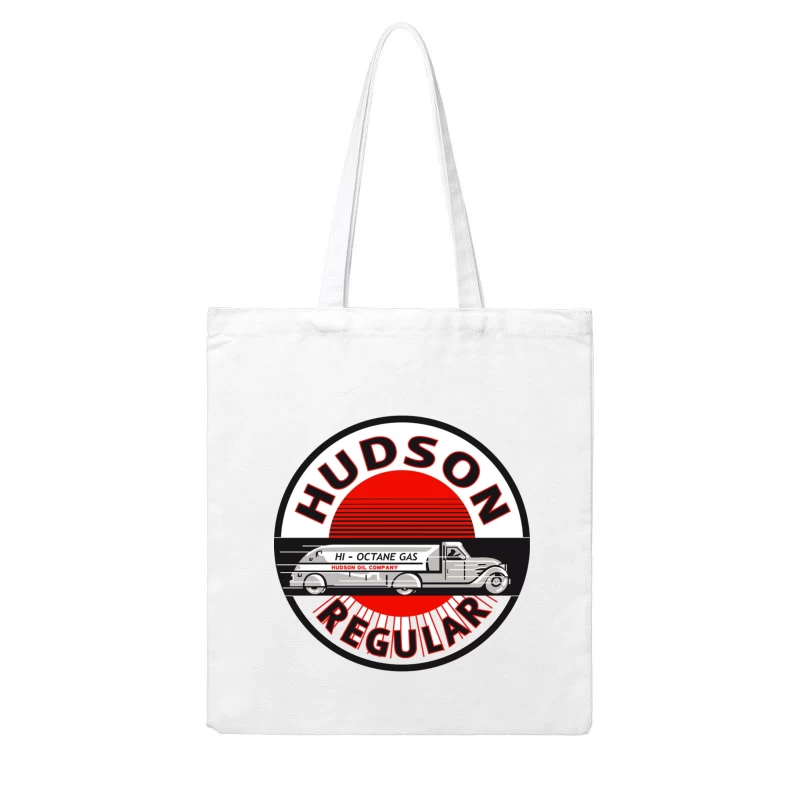 Vintage Hudson Regular Gas Station Logo with Art Deco Fuel Truck Design Cotton Tote Bag