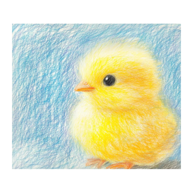 Adorable Yellow Baby Chick Colored Pencil Drawing Tapestry