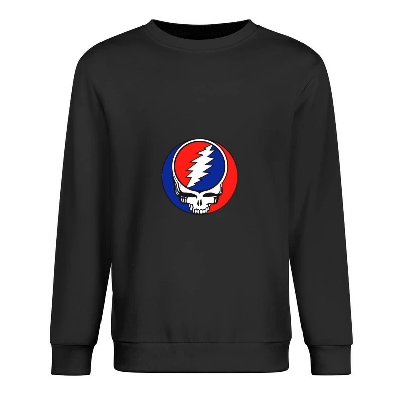 Grateful Dead Classic Skull and Lightning Bolt Logo Design Male Pullover Sweatshirt