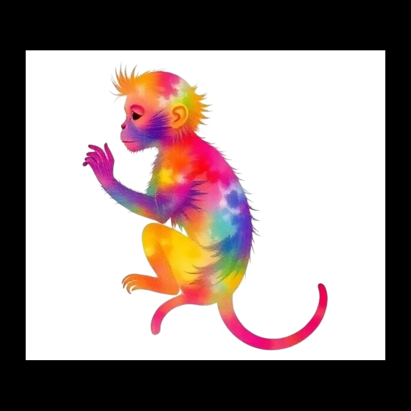 Rainbow Gradient Monkey Art Tapestry