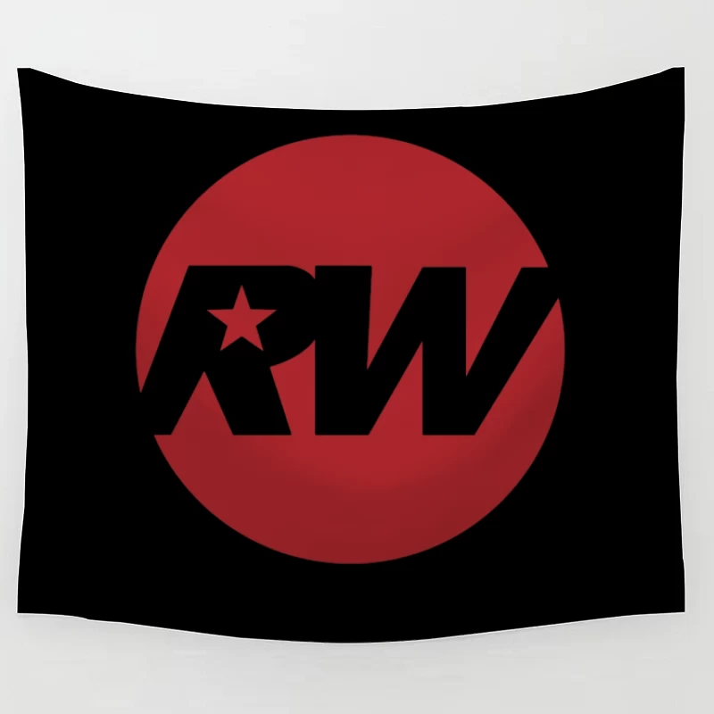 Red and White RW Star Logo Design Tapestry